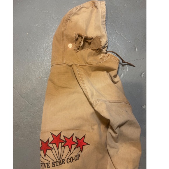 Carhartt Mens J131 BRN Active Jacket Brown Duck Canvas Distressed Large Faded - Picture 7 of 8